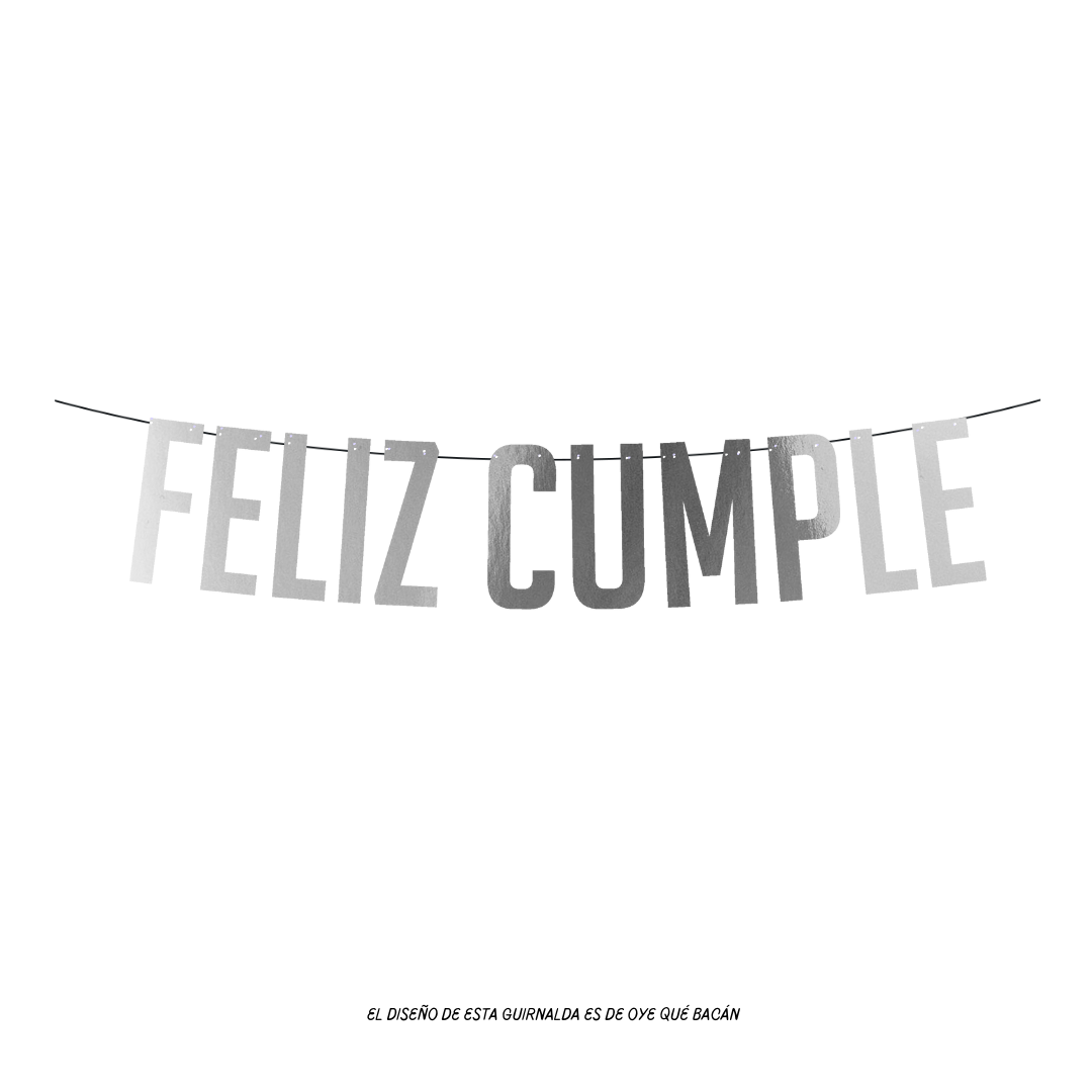 Guirnalda Feliz Cumple plateada